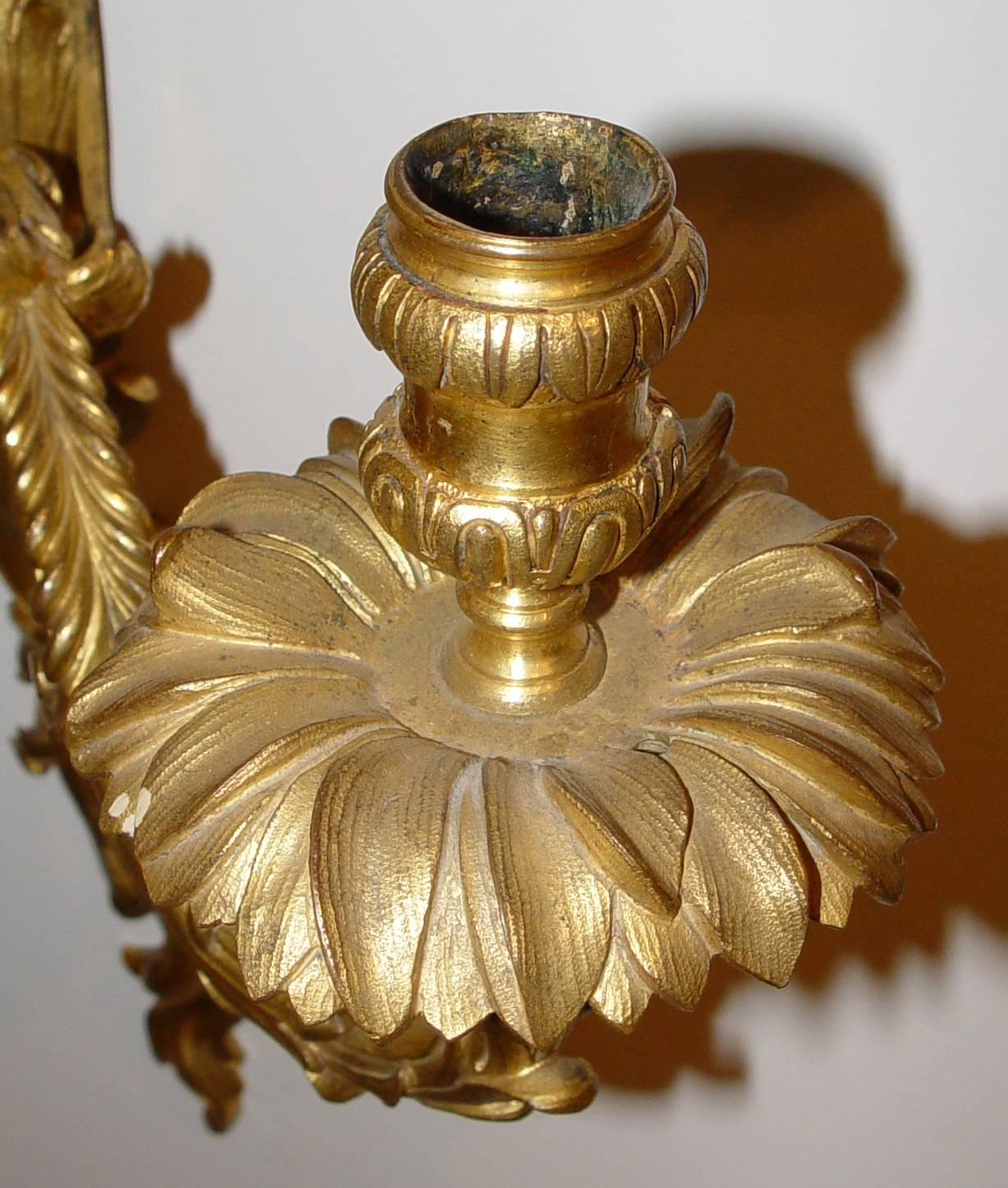 Pair of 18th Century French Wall Sconces Regence Style In Fair Condition In Paris, FR