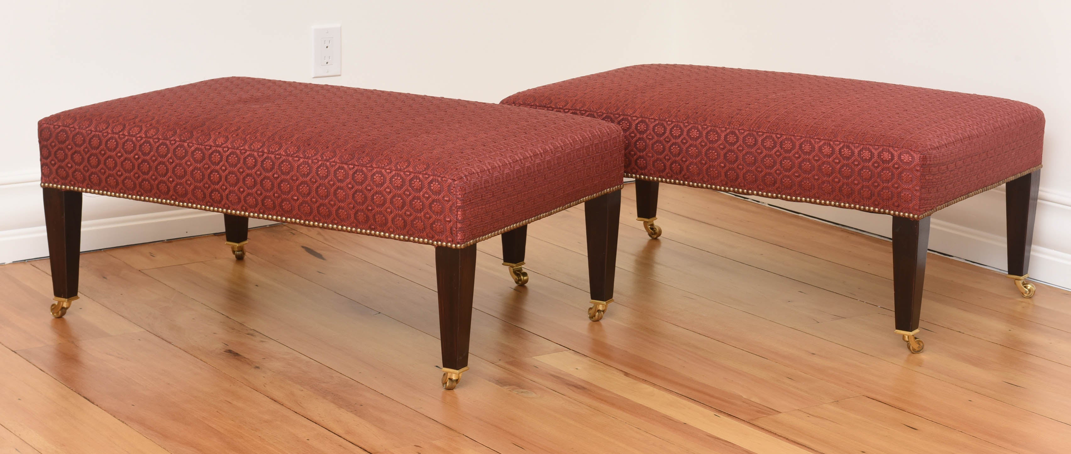 Pair of George Smith Tapered Leg Ottomans