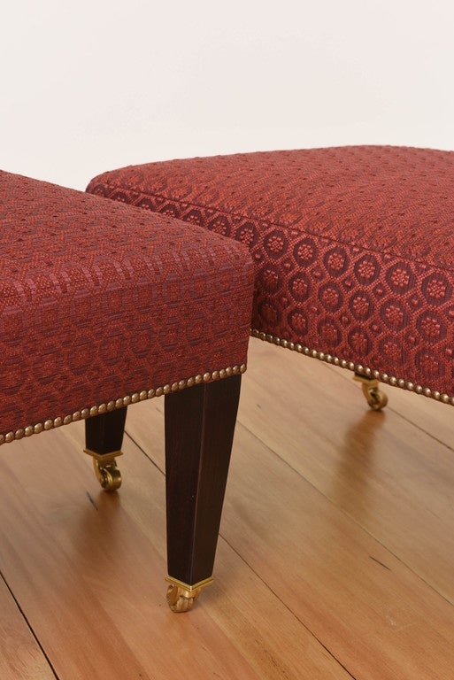 British Colonial Pair of George Smith Tapered Leg Ottomans