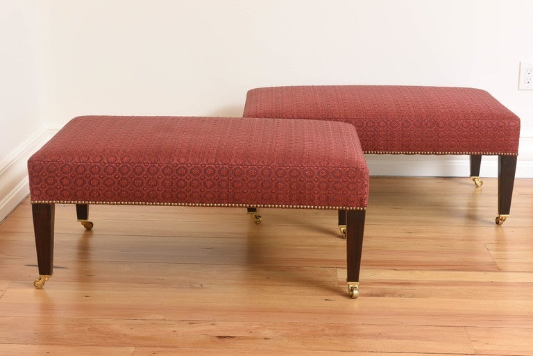 Mid-20th Century Pair of George Smith Tapered Leg Ottomans