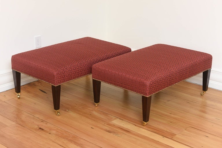 Pair of George Smith Tapered Leg Ottomans 2