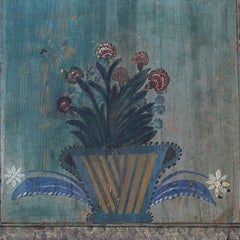 Antique Rustic Farmhouse Folk Art Painted Bridal Cabinet 1860