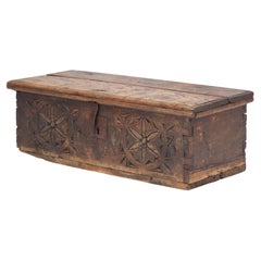 Antique 18th Century Spanish Folk Art Carved Chest