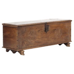 Large 18th Century Rustic Antique Farmhouse Folk Art Chest