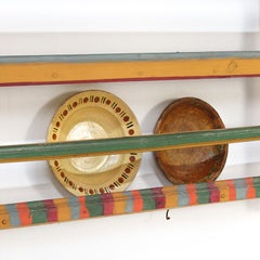 Portapiatti da cucina / mensola da parete in stile rustico antico, dipinta in stile folk art