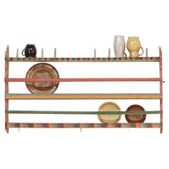Portapiatti da cucina / mensola da parete in stile rustico antico, dipinta in stile folk art
