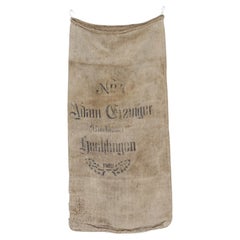 Decorative Folk Art Antique Rustic Farmhouse Brewery Grain Sack from 1900