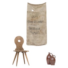Decorative Folk Art Antique Rustic Farmhouse Brewery Grain Sack from 1900