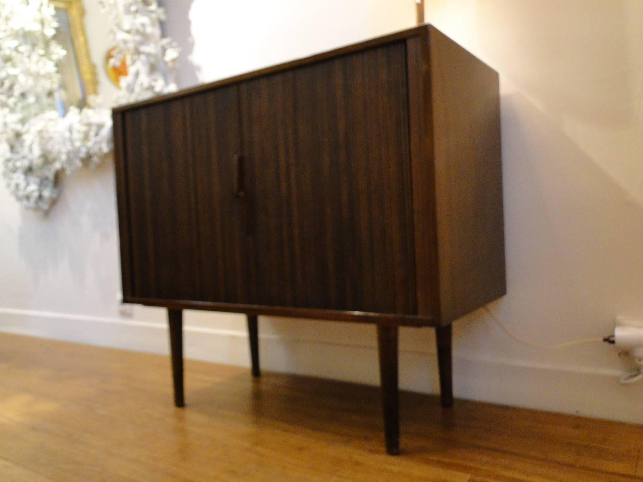 Small Cabinet of Nutwood with Tambour Doors For Sale 1