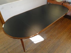 Danish Round Expandable Stratified Teak Dining Table Three Leaves