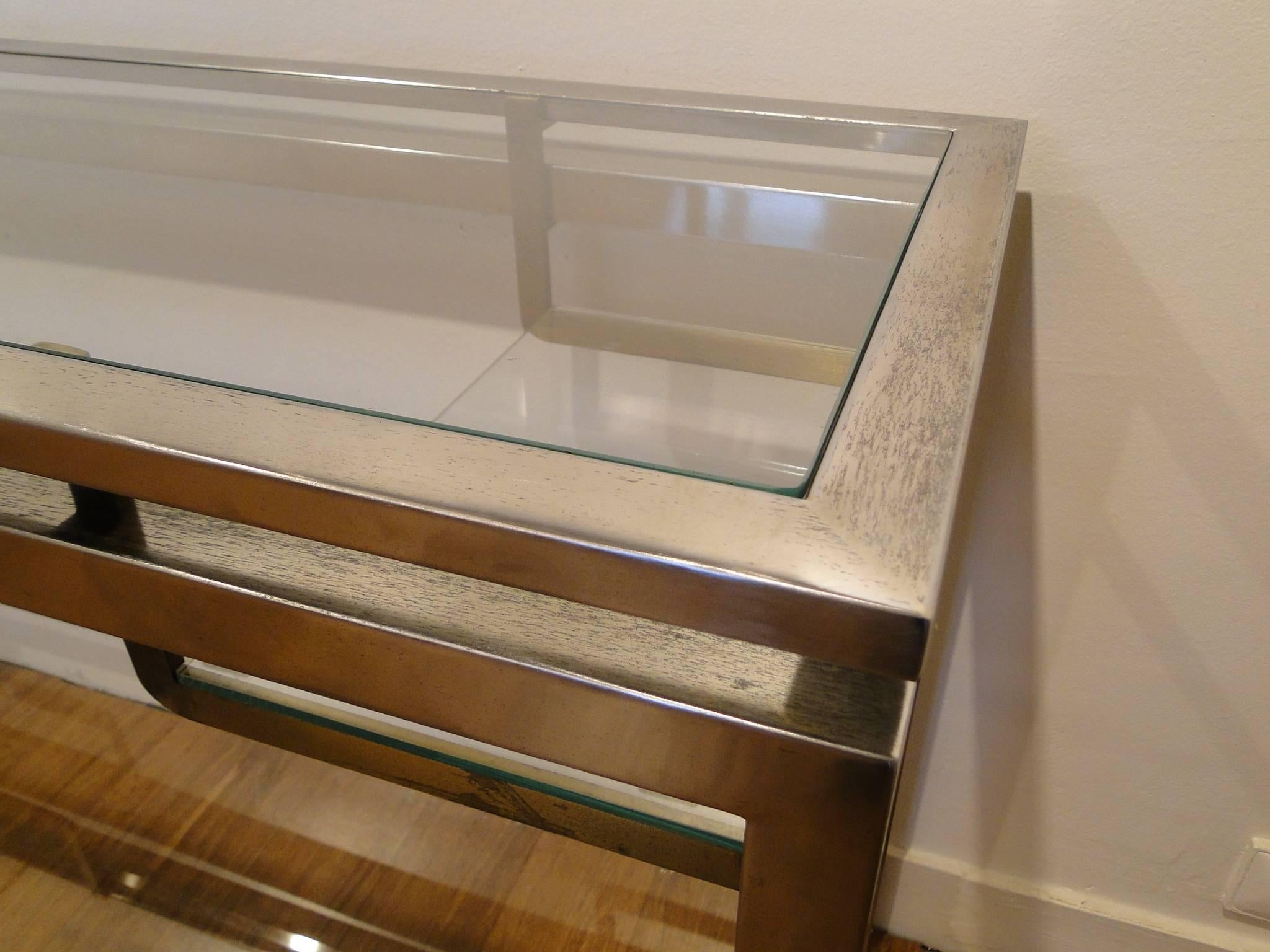 Late 20th Century Guy Lefevre France, 1970 Stainless Steel Console with Double Tops