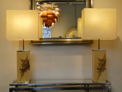 Pair of Large Colorado 1970s Philippe Cheverny Cast Resin Lamps with Shades