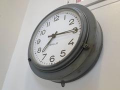 French Brillie Ato Lepaute Railway Airport Clock, Painted Metal, 1950s