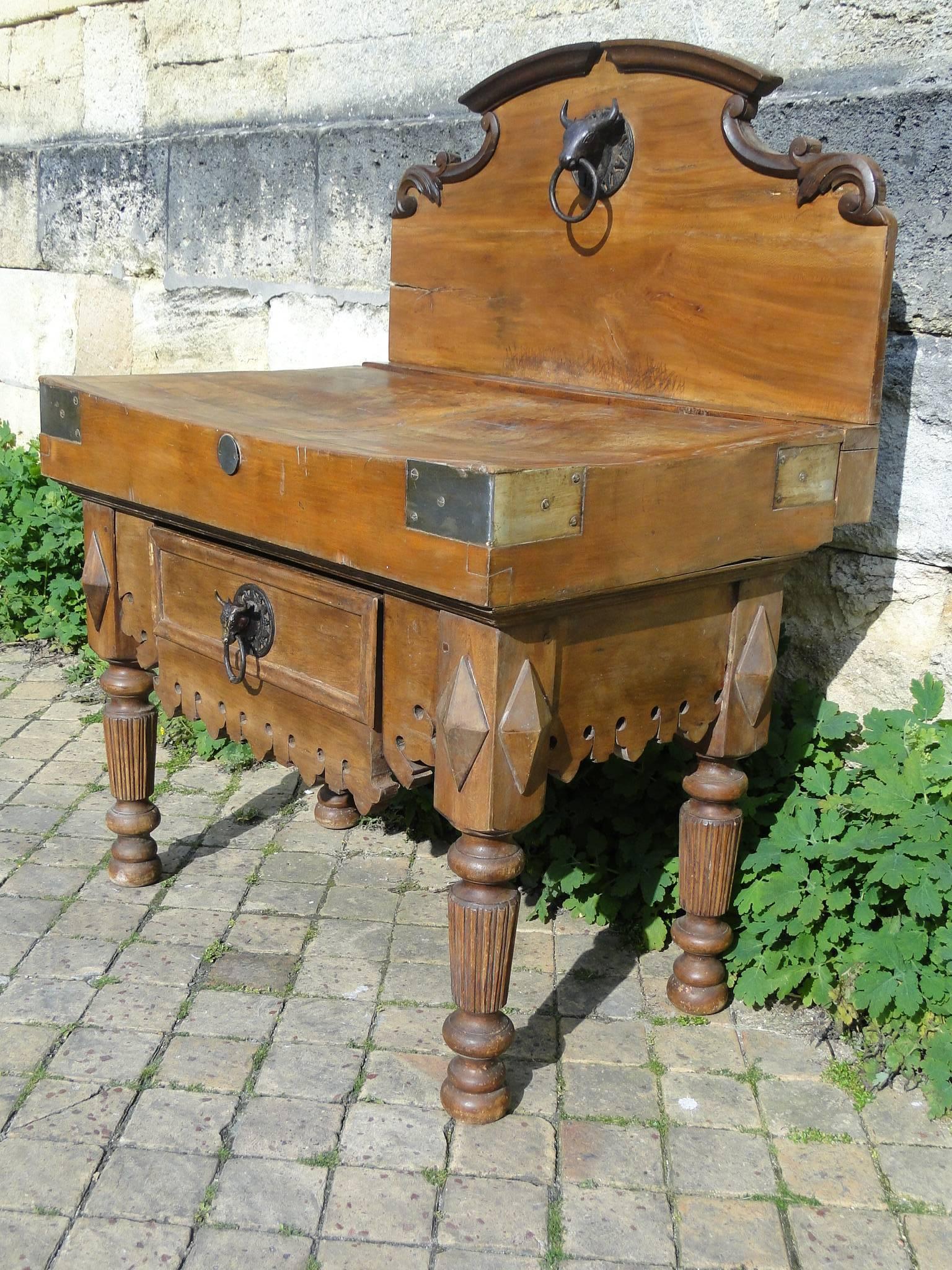 Country 19th Century French Butcher Block from Paris 