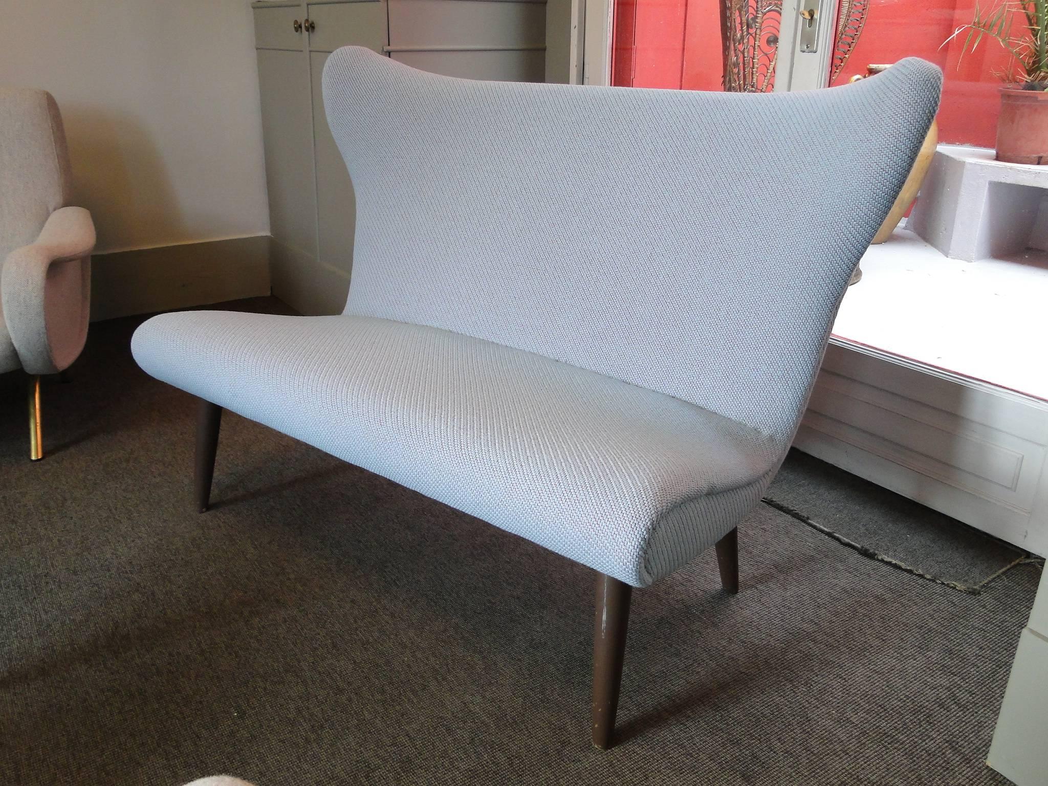 Wood Danish Freestanding Two-Seat Sofa