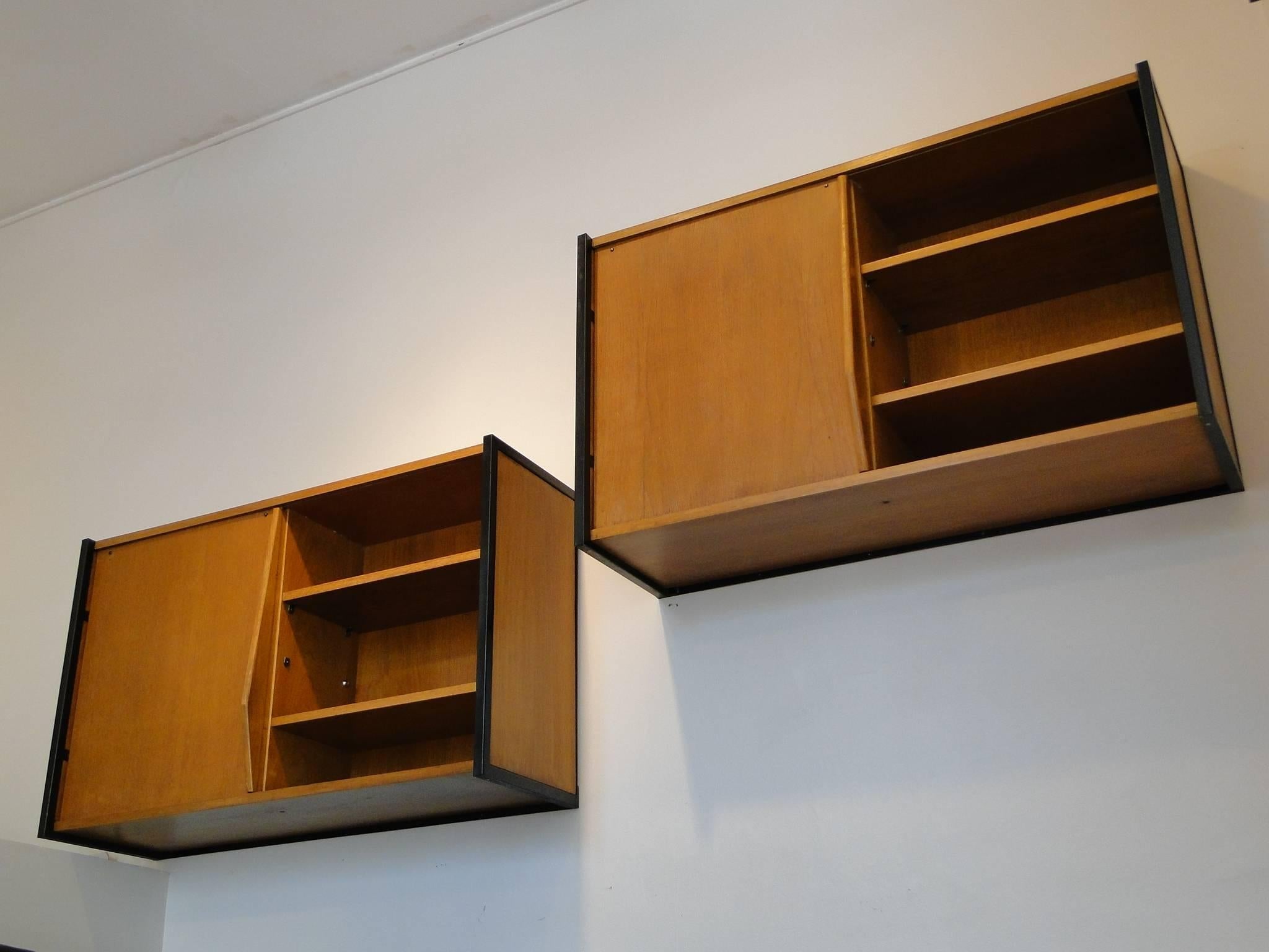 Mid-20th Century  Pair Wall-Mounted Cabinets Attributed to Charlotte Perriand, France, circa 1950