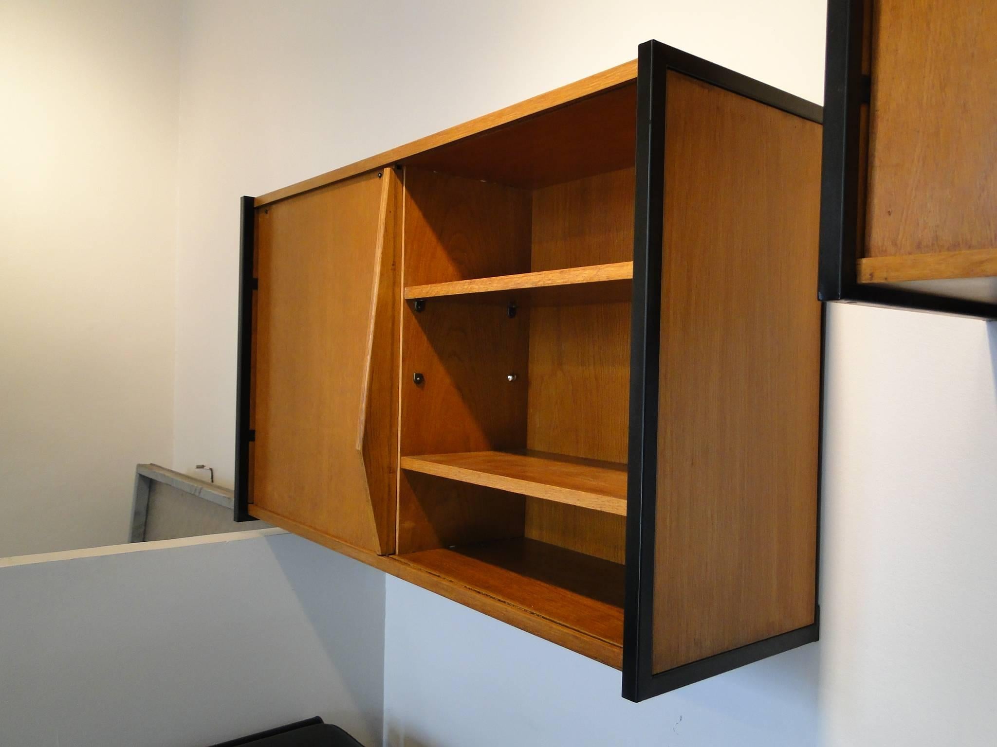 Metal  Pair Wall-Mounted Cabinets Attributed to Charlotte Perriand, France, circa 1950
