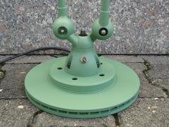 Double Three-Armed Jielde French Industrial Floor Reading Lamp Reseda Green