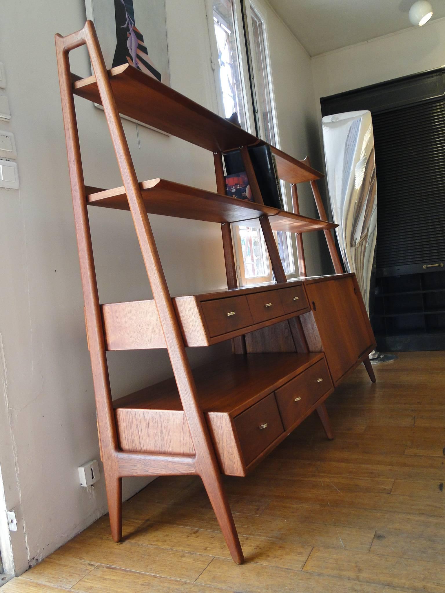 Teak Book Shelf Bookcase Designed by Arne Vodder for Vamo 1