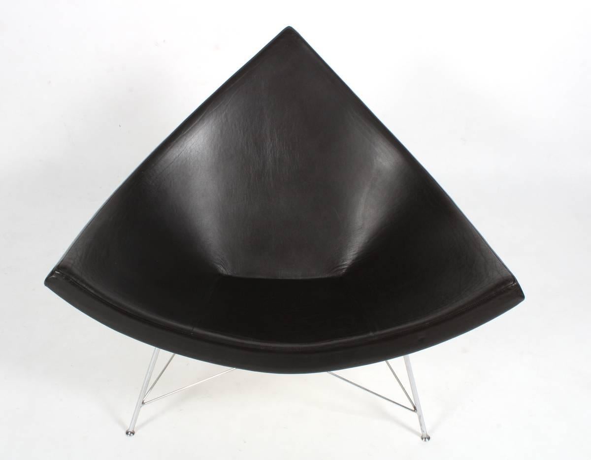 Mid-Century Modern Coconut Chair by George Nelson in Brown Leather For Sale
