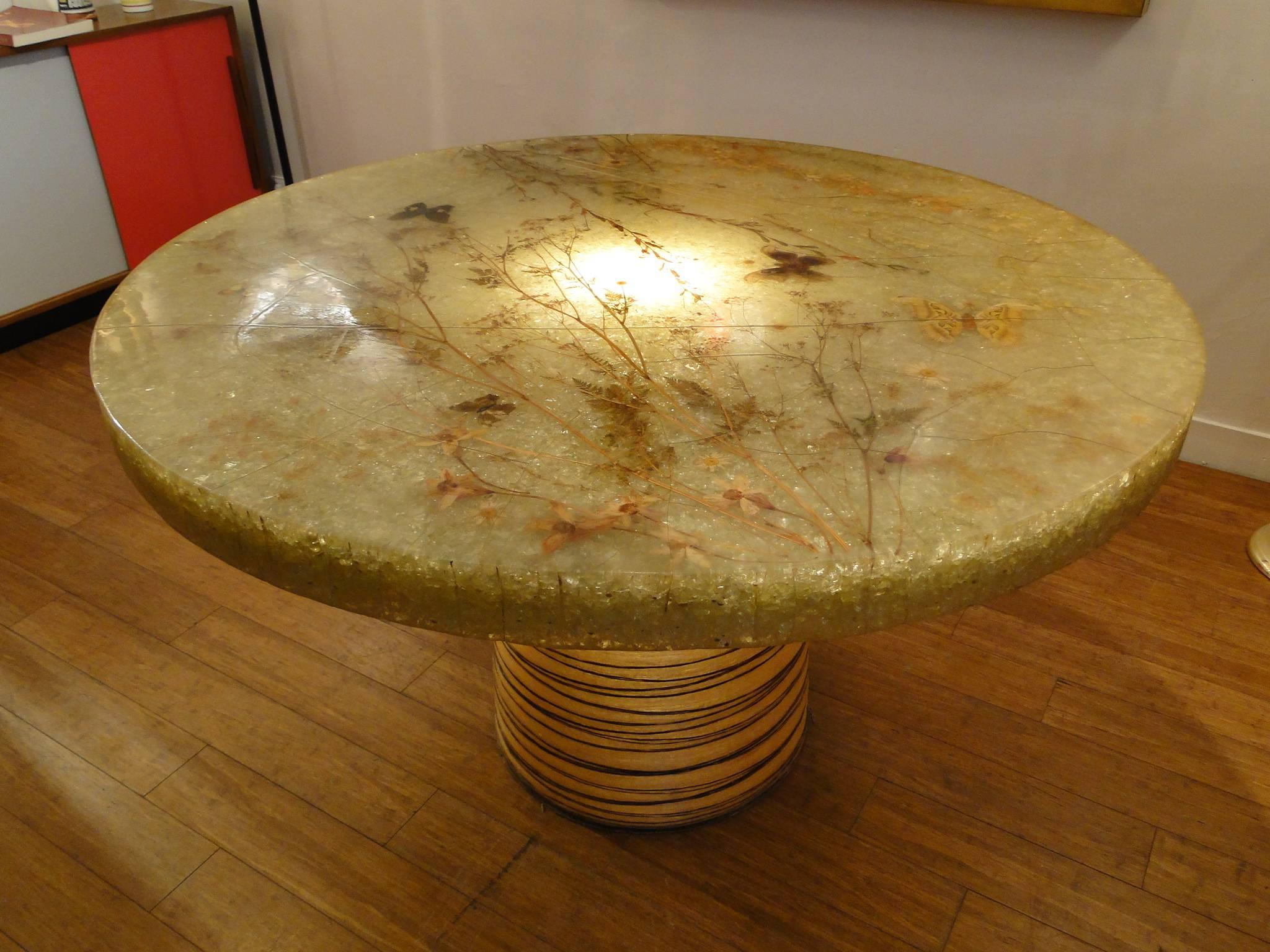 Mid-20th Century Illuminated Fractal Resin  Dining Table by D'accolay, France, 1960s