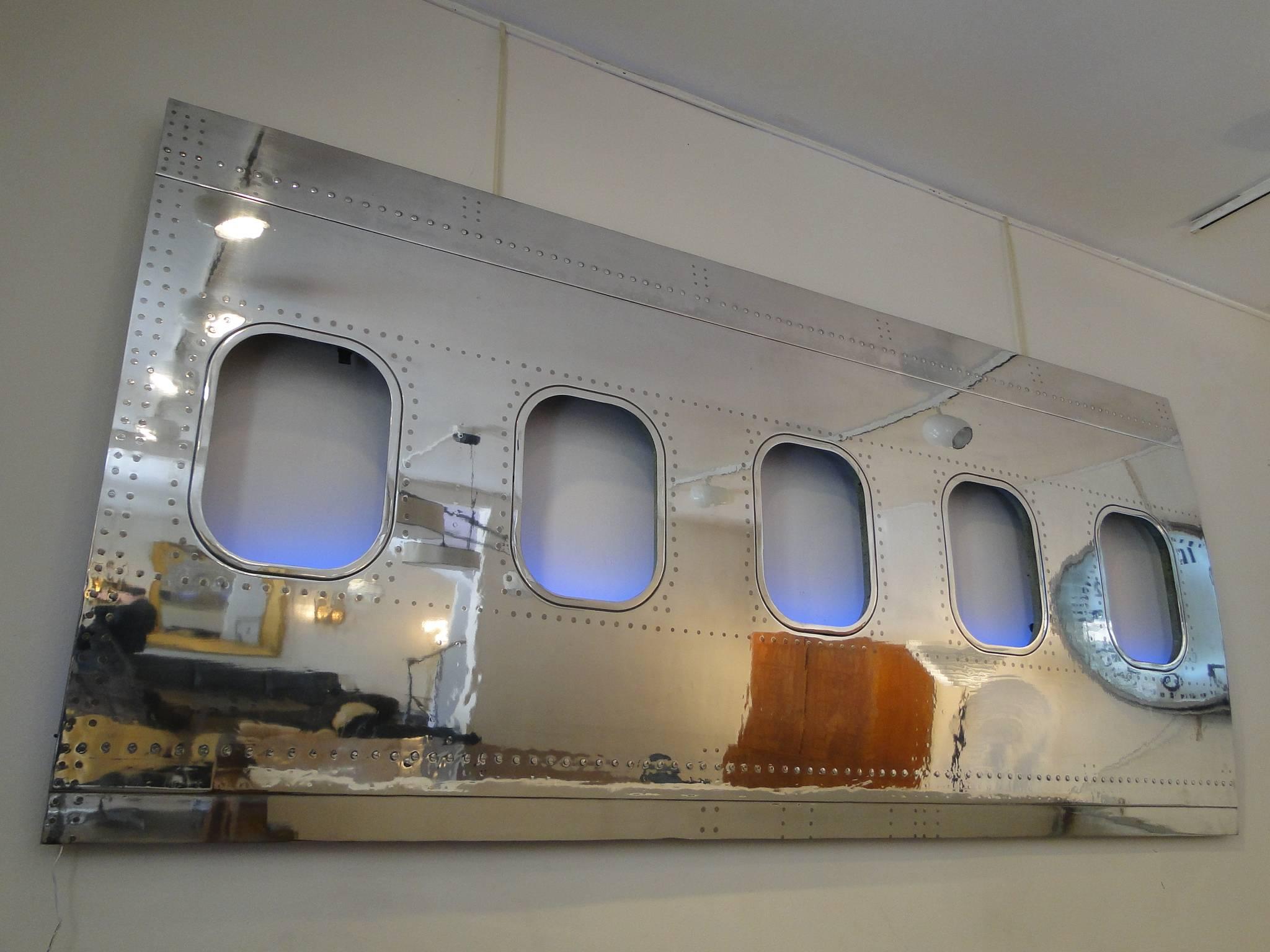 Industrial 20th Century Wall Panel Boeing 747 Wall Decor Frame Five Windows For Sale
