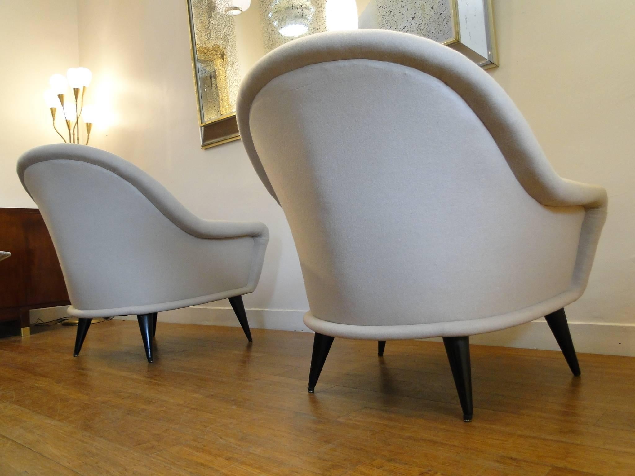 French Pair of Vintage Charles Ramos Armchairs