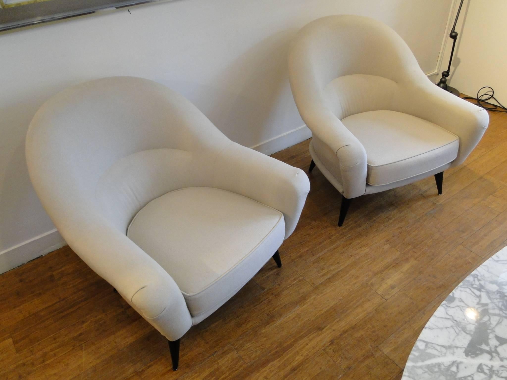 Pair of Vintage Charles Ramos Armchairs In Good Condition In Saint-Ouen, FR