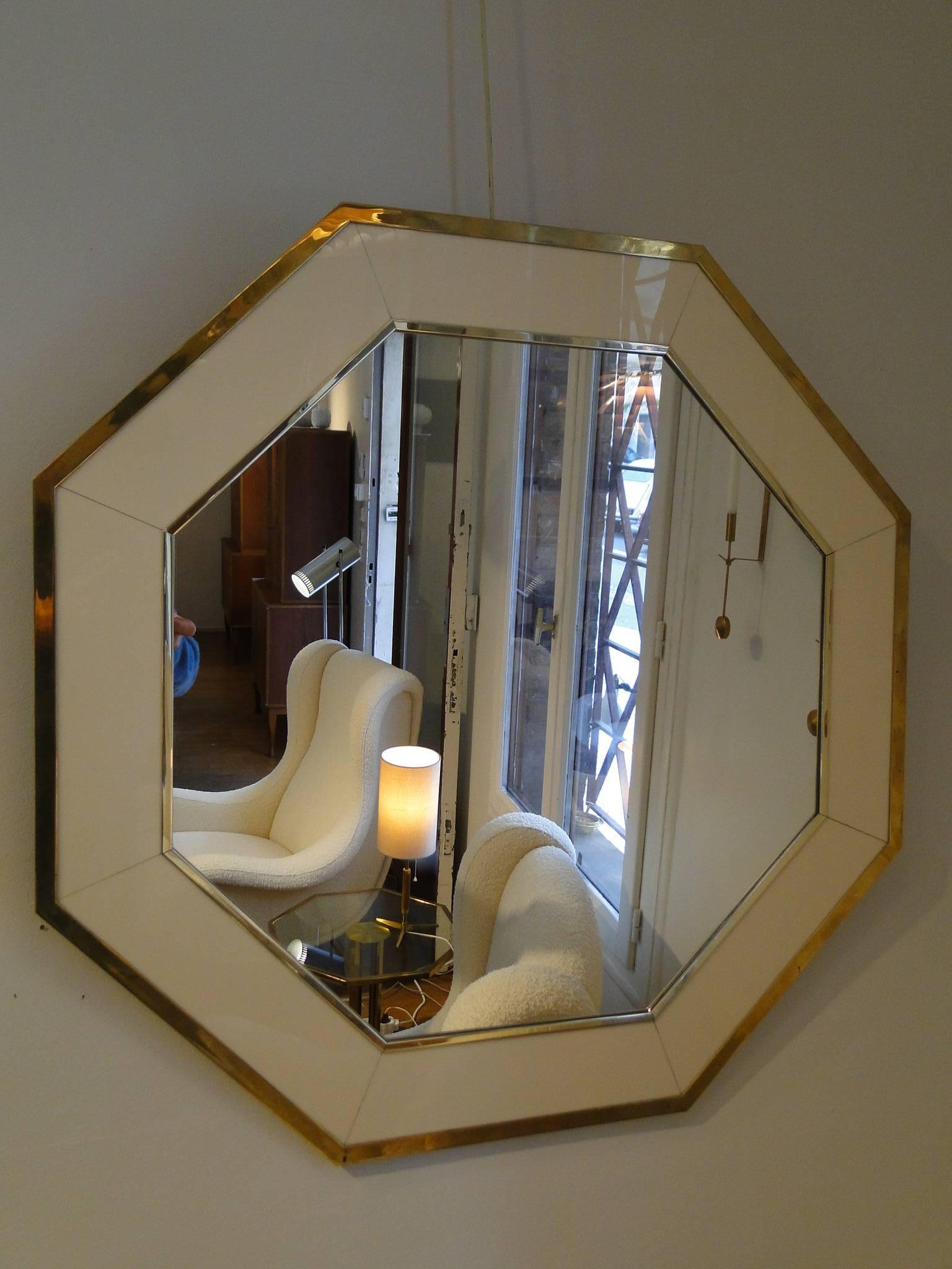 Mid-Century Modern Octagonal Mirror France French, circa 1970s