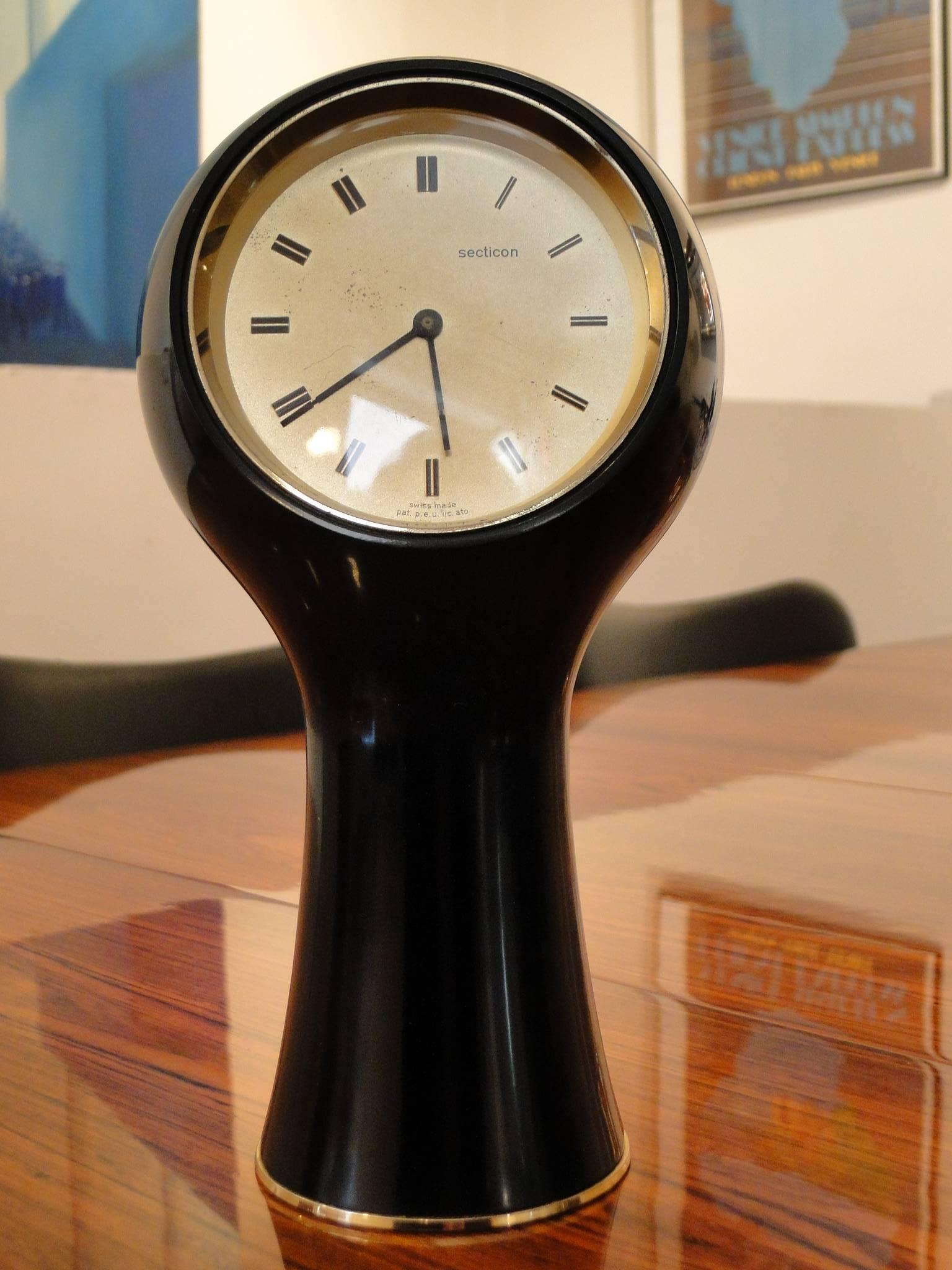 Mid-Century Modern Angelo Mangiarotti Table Desk Clock for Secticon