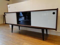 Flat Teak Sideboard with Stratified Doors