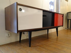 Flat Teak Sideboard with Stratified Doors