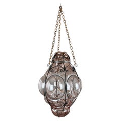Italian Lantern In Blown Glass And Metal, 1960s
