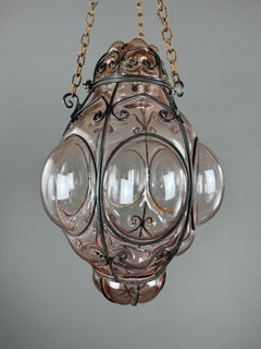 Italian Lantern In Blown Glass And Metal, 1960s