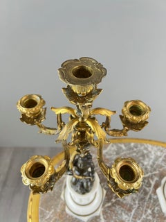 Pair Of Bronze And Marble Candelabra, Napoleon III Period