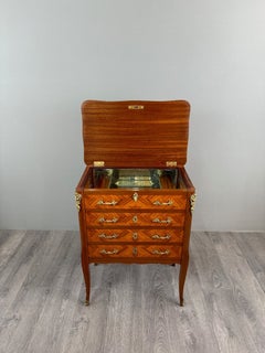 Marquetry Bar Cabinet, Louis XV Style, 20th Century
