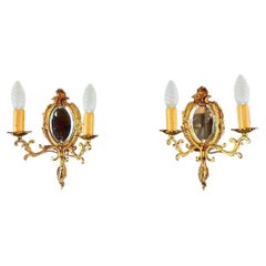 Pair Of Louis XV Style Mirror Wall Sconces, 20th Century