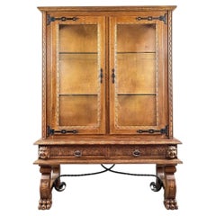 Carved Oak Display Case, Neo-renaissance Style, 20th Century