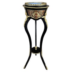 Napoleon III Planter In Blackened Wood, Gilded Bronze And Hand-painted Porcelain
