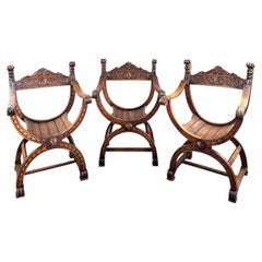 Set Of Three Renaissance Style Armchairs, 19th Century
