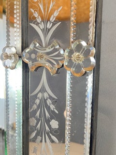 20th Century Large Venetian Mirror with Floral Engraved Glass Frame