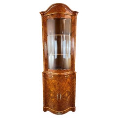 Corner Display Case In Marquetry, 20th Century