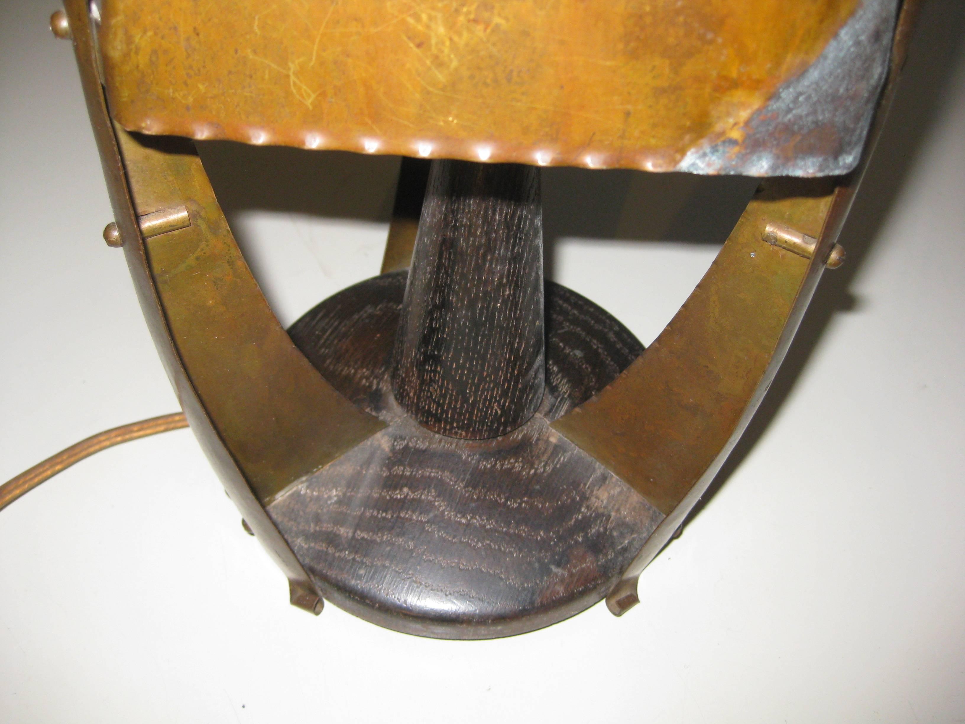 Copper Amsterdam School Original Table Lamp For Sale