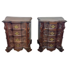 Pair of Carved Wood Bedside Cabinets, 1930s