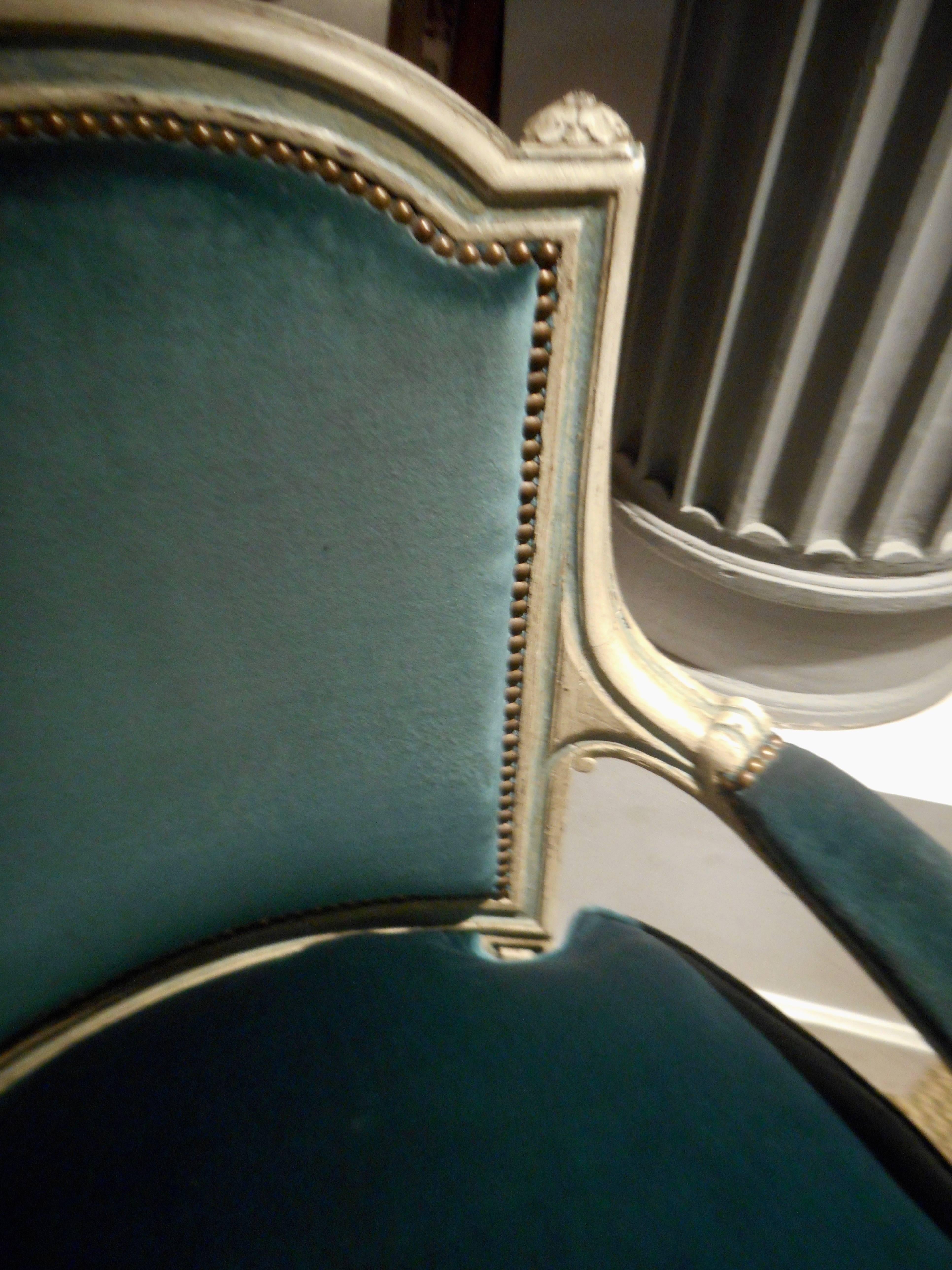 Polychromed Elegant Pair of Armchairs in the Style of Louis XVI by Maison Jansen