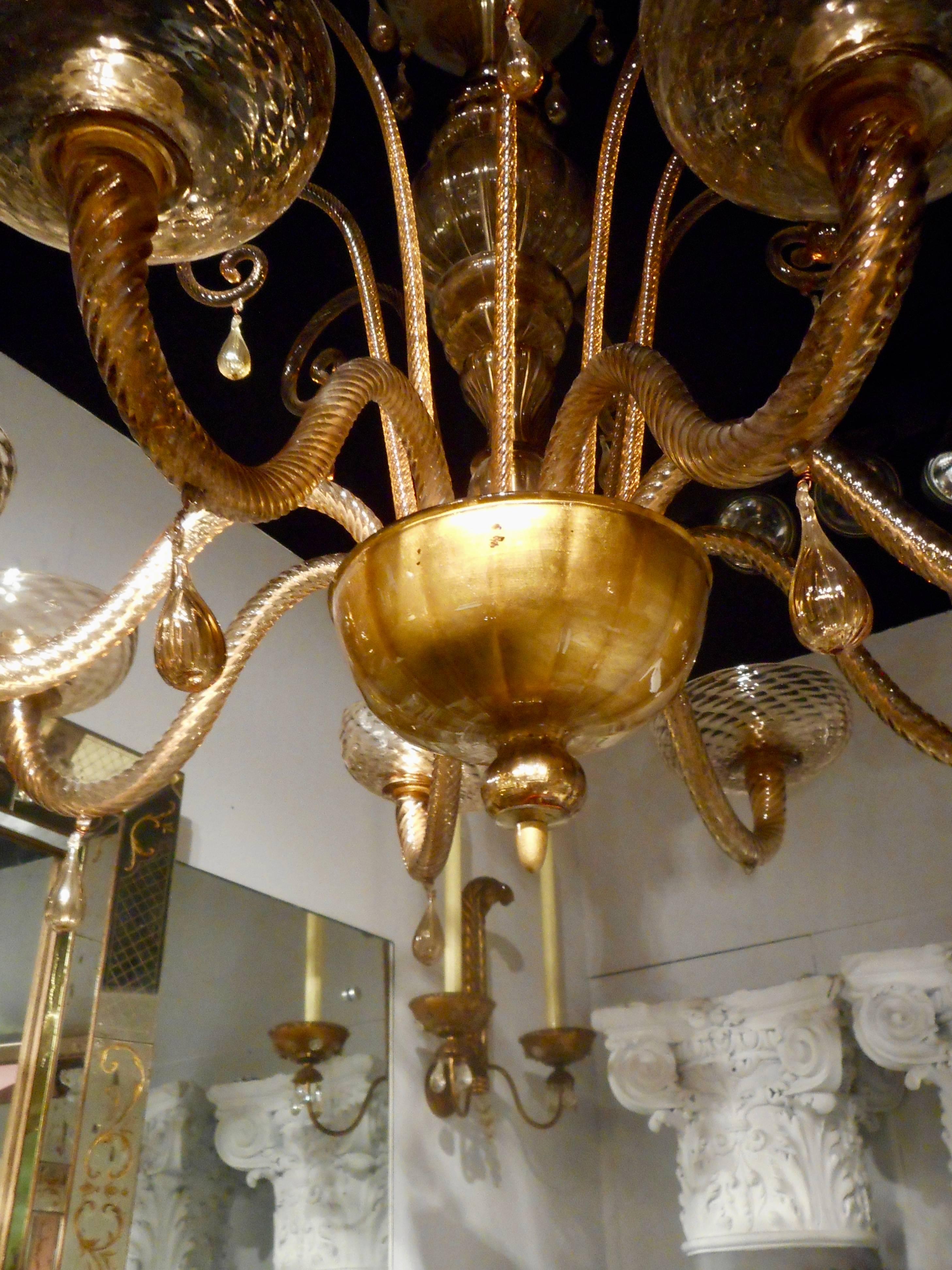 1930s Murano Chandelier by Venini In Good Condition For Sale In Brussels, BE