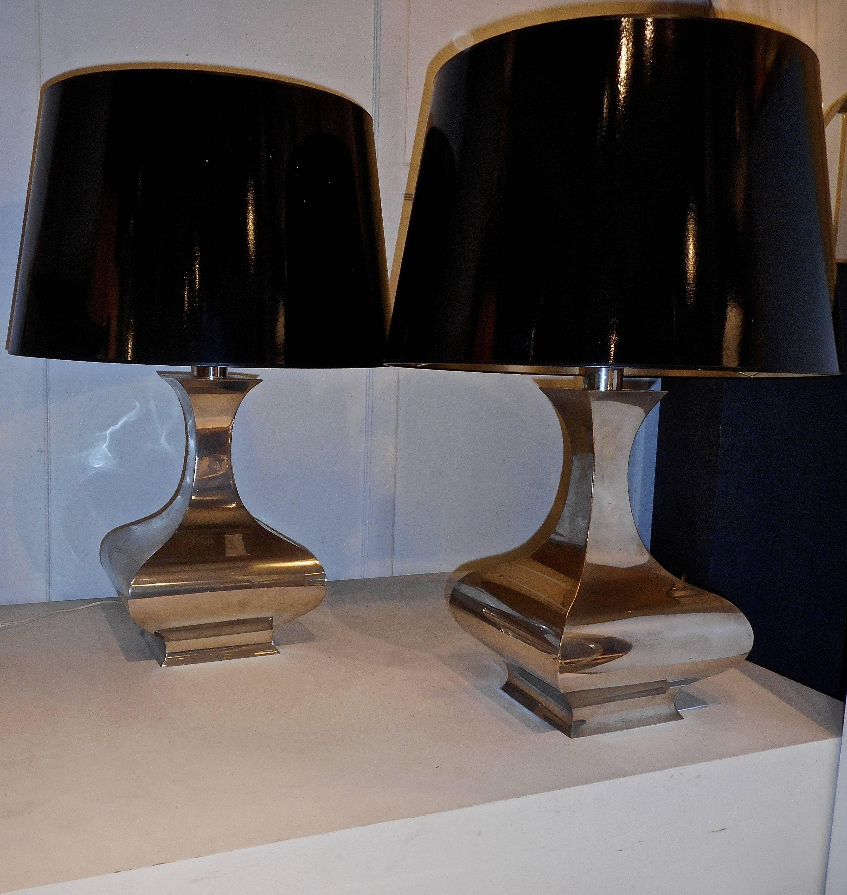 Late 20th Century Pair of Steel Table Lamps by Maria Pergay