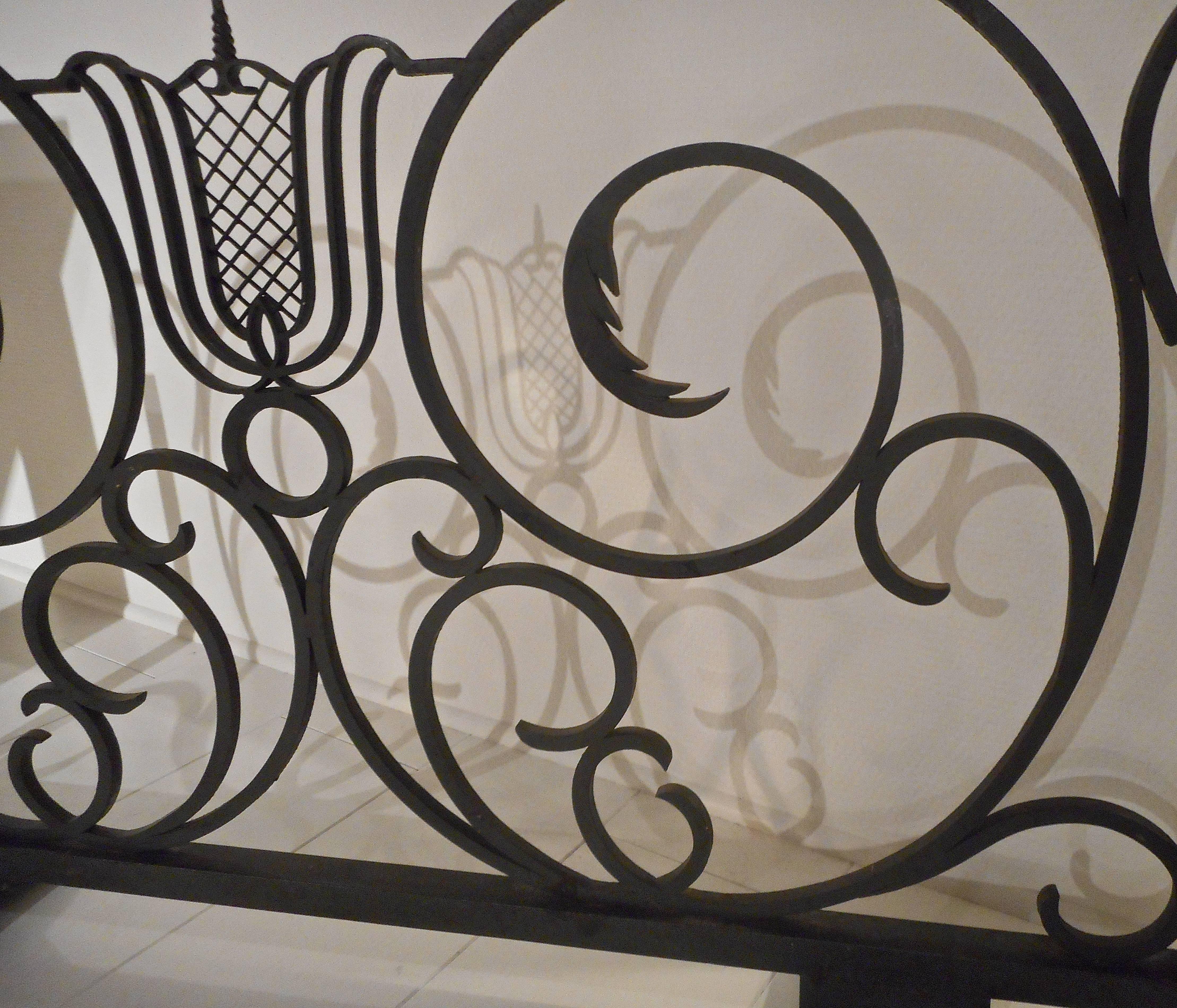 French Wrought Iron Firescreen Attributed to Raymond Subes For Sale