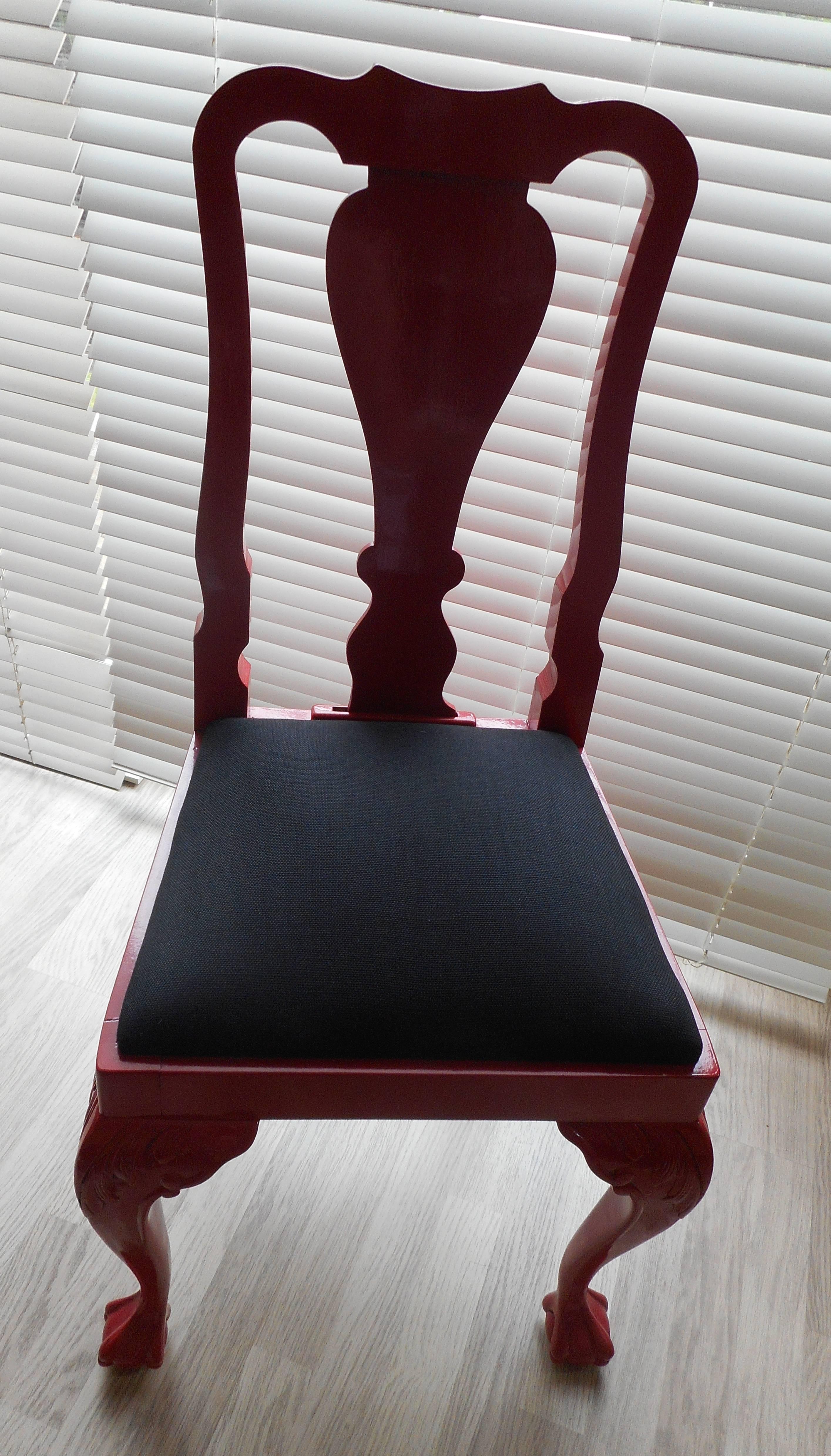 Belgian Six Red Lacquer Chairs