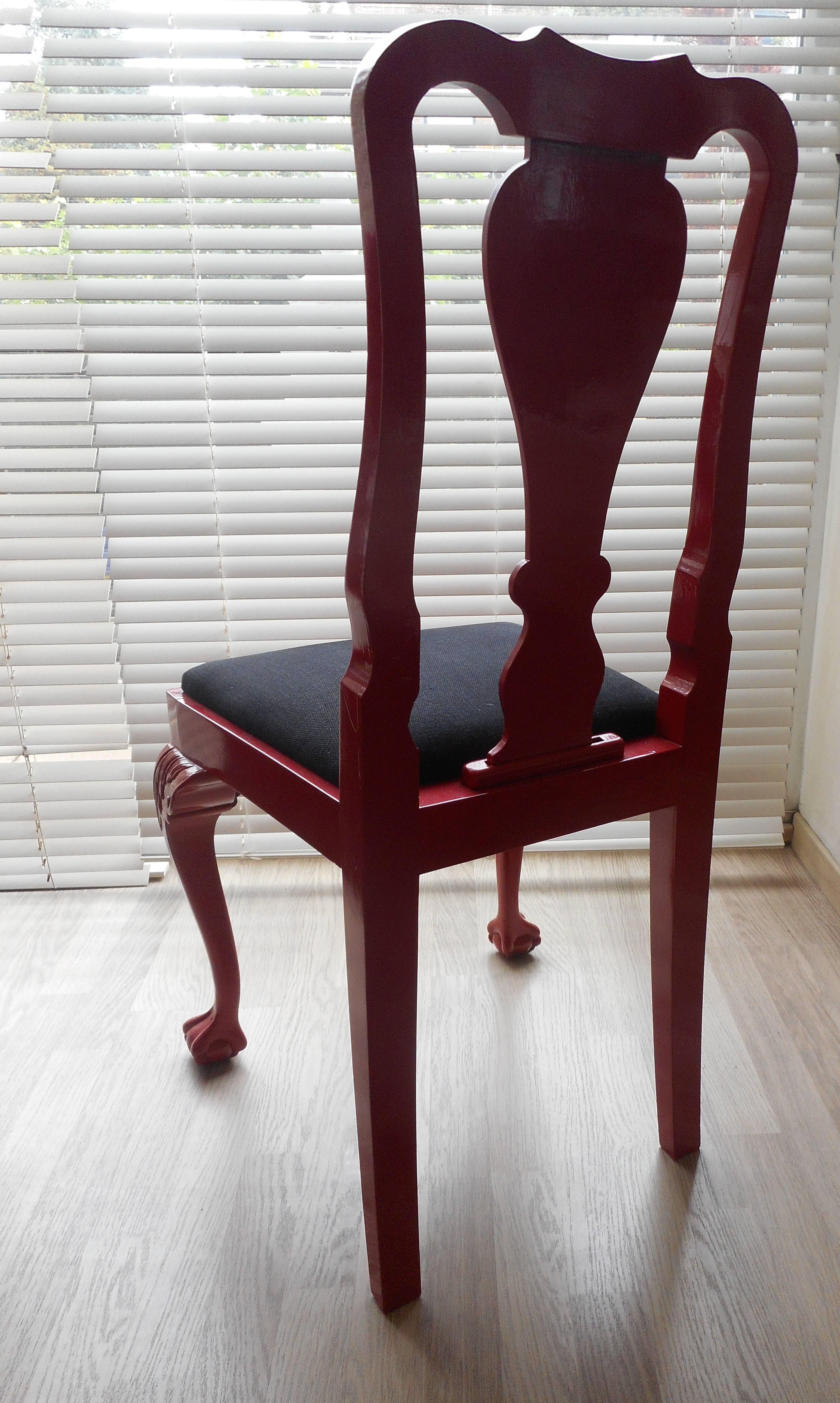 Six Red Lacquer Chairs In Excellent Condition In Brussels, BE